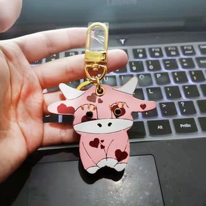 Pink Cow Keychain Designers Car Keychains Fashion Unisex Old Flower Key Chain Shoulder Bags Pendant