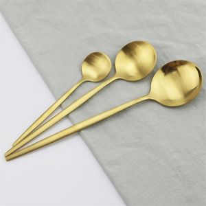 30 pezzi oro opaco set di posate stoviglie in acciaio inox coltello da dessert forchetta cucchiaio cena argenteria cucina partito set da tavola 201116