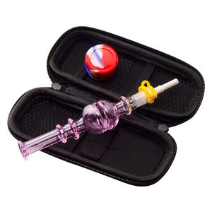 CSYC NC066 DAB RIG RÖKNING PIPES Färgglad bubblare 10mm keramisk kvarts nagelklipp Dabber Tool Silicon Jar Dubbel boll bifogad glasrörspåse