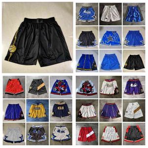 Männer Team NCAA Basketball Shorts Just Don Co-Branded Regular City Version Kurze Retro Hip Pop Sport Wear Hose mit Taschen-Reißverschluss-Jogginghose