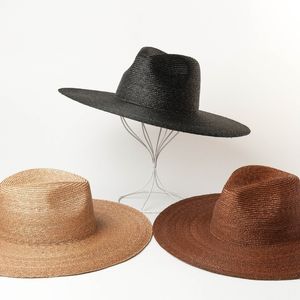 Wiosna Lato skrupulatna trawa pszenicy duża brzeg jazzowy na świeżym powietrzu Travel Sun Shade Beach Straw Hat Y200602