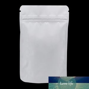 200 pcs / lote fosco puro folha de alumínio doypack alimento pacote pacote stand up self selo zipper 5 tamanhos branco pacote de pacote