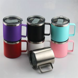 FedEx! 18oz Office Coffee Mugs Spraying Plastics Stainless Steel Water Bottles 7 Colors Drinking Milk Cups With Lid A12