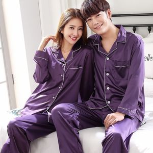 Thoshine Marca Cina Raso di seta Pigiama Set Coppia Sleepwear Famiglia Pijama Lover Night Suit Uomo Donna Casual Home Abbigliamento 210203