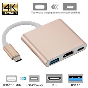 Cavi audio USB 3.1 da tipo C a 4K Adattatore multiporta AV digitale USB-C 1080p Caricatore HUB USB 3.0 OTG 4K per MacBook 12