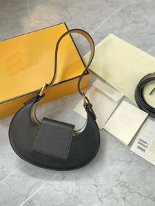 最新のデザイナークッキークレセントムーンバッグゴールドハスプショルダーバッグダブルレザーストラップクロスボディフラップ磁気バックルハンドバッグ本物の子牛革ファッション財布