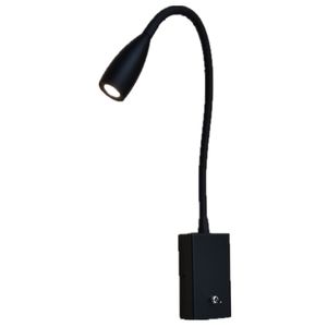 Topoch Black Wall Lights Hard-Wired with Switch on off Lamp Flexible Arm LED 3W Soft Emit No Flare for Bedroom Corridor Study Foyer AC100-240V DC12V/24V Reading Light