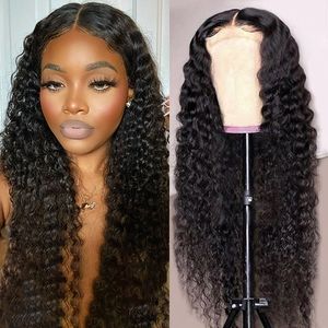 Ishow Loose Deep Curly 5*5 Transparent Lace Closure Wig Brazilian Human Hair Wigs Body Wave Water Straight Lace Wig Peruvian Hair Human Hair Lace Front Wig