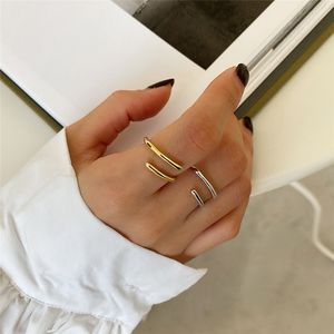 925 Sterling Silver Adjustable Open Rings - Punk Style Unisex Wedding Band Jewelry for Women, Statement Piece