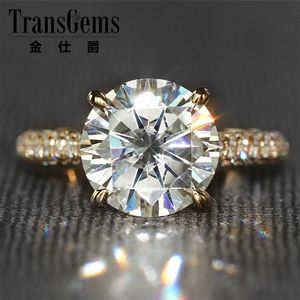 Engagemenet Yüzük 14K 585 Sarı Altın 4 Karat Çapı 10mm FG Kadınlar için Aksanlı Renk Alyans y200620