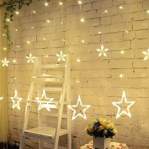 Laimak 2.5m luzes de natal AC220V ou 110V luzes de fadas de fadas Star cortina led string para festa casamento festão de iluminação decoração 201130