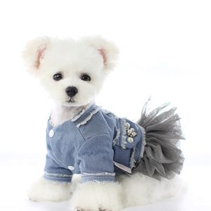 Caldo cappotto invernale per cani cappotto in flanella denim top giacca per cani principessa vestiti per cani di piccola taglia tulle XS S M L XL