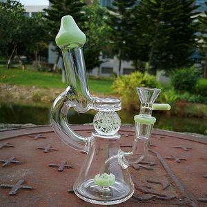 Più nuovo inebriante Guardaglia Glow in the Dark Ball Glass Bongs Showerhead Pic Pipes Tubi Acqua Acqua Slitted Percolator Perc 14mm Giunto femminile con ciotola Olio DAB Pan