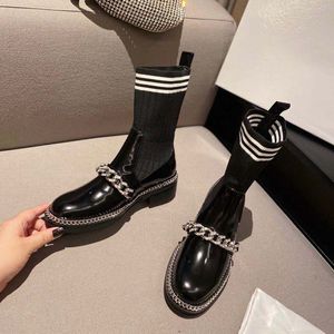 Hot Sale-winter Knitted elastic boots letter Thick sexy woman shoes Martin Boot boots fashion socks long boots lady Cowboy Boot 35-41
