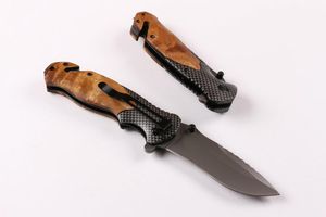 Brown X50 Fast-opening Tactical folding knife Grey Titaniun Blade Steel+wood handle camping knives wtih retail paper box