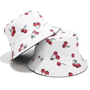 Hot selling tropical fruit cherry pattern fisherman hat female tide outdoor sun hat all-match sun hat GXY027