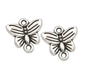 200PCs Antik Silver Butterfly Connectors Pendant Charms för halsband Smycken Göra fynd 14mm