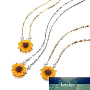 Collana con ciondolo girasole Collana con perle imitazione per maglioni Accessori gioielli Personalità Catena regalo per San Valentino