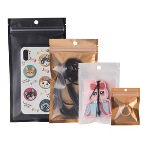 Frosted Clear Plastic Bags Self seal Package Bag Self Seal Black White Gold Packaging Pouches Mylar Packing Bag LX3295