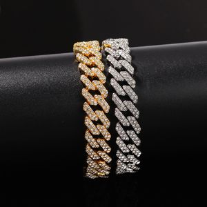 Hot Mens Hip Hop Guld Armband Smycken Iced Out Chain Armband Rose Gold Silver Miami Cuban Link Chain Bracelet Eppacket