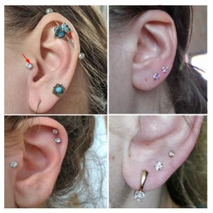 Surgical Steel Prong Opal Labret Lip Rings Zircon Orelha Cartilage Ear Forward Helix Stud Tragus Ear Lobe Piercings Jewelry Q jllpRW