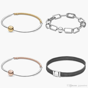 100% 925 pulseiras de malha de prata esterlina para mulheres diy jóias cabe pandora encantos novas reflexões encantador mulheres presentes com caixa original