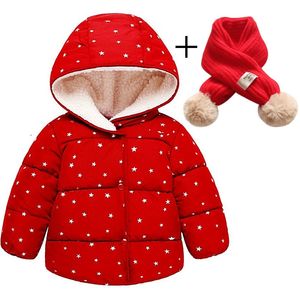 아이들을위한 아이들의 겨울 자켓 크리스마스 코트 따뜻한 아기 소녀 자켓 스타 양고기 아이 두건 겉옷 유아 여자 코트 + 스카프 201106
