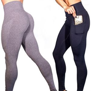 Running Pants High Wasited Women Skinny Hip Pocket Fitness Leggings Sexy Push Up Gymming Legging Patchwork Bodybuilding Trousers