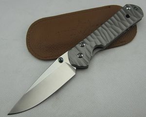 Sonderangebot CR Große Klappmesser mit D2-Stone-Wash-Drop-Point-Klinge, TC4-Griff aus Titanlegierung, EDC-Taschenmesser mit Lederscheide