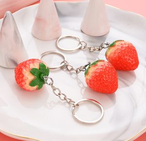 Fruit Key Ring Little Strawberry Keychain Party Cute KeyRing For Women Jewelry Girls' Gift Kids Friends GiftS WQ643-WLL