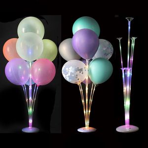 LEDライトエアボールスタンドホルダー列子供誕生日パーティーバルーンスティックウェディングテーブルの装飾Baloin Helium Globos大人の球子