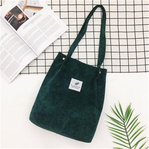 Women Reusable Shopping Bag Shoulder Bag Corduroy Shopper Tote Ladies Casual Lady's Cross body Bolsa Feminina