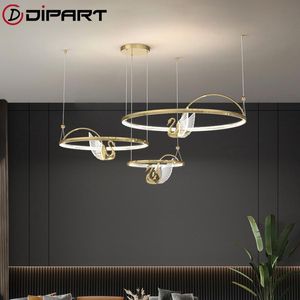 Ceiling Lights Modern Swan Crystal Led Corridor Lighting Lamp For Living Room Kitchen Gold Bed Light Dinning