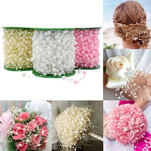 Pérolas artificiais de 60 metros/rolos de linhas brancas para DIY Flores de Garland Casamento Supplies Acessório de noiva