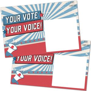 Yeni Örnekler toptan satış-Kartpostallar Kart x6 Oyunuz Voice Kırmızı Beyaz ve Mavi Tema Noters e Mesaj için Boş Back ile Devletinizde oylamayı teşvik edin