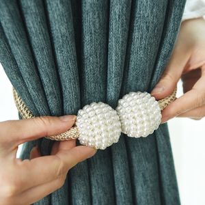 Magnetic Curtain Tiebacks Buckle Bedroom Living Room Decorative Pearl Curtain Clip Holders