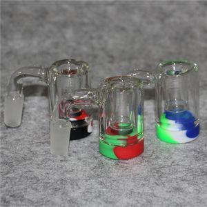 45 ° och 90 ° Glas Ash Catcher 14mm Joint Bubbler Bong Ashcatcher Silikonvaxbehållare