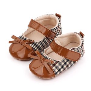 Babyskor spädbarn flickor rutnät bowknot skor vackra gingham första vandrare för nyfödda 0-18m