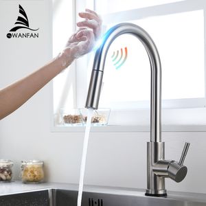 Smart Touch Kitchen Faucets Crane For Sensor Kitchen Water Tap Sink Mixer Rotate Touch Faucet Sensor Water Mixer KH-1005 T200710