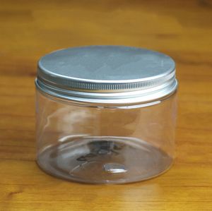 300ml Plastic Jars Clear PET Plastic Storage Cans Boxes Round Bottle with Aluminum Lids for food