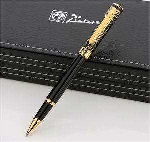 Luksusowy Picasso 902 Roller Pen Black Golden Plating Grawerowany Wałek Pióro Pióro Biznesowa Biuro Pisanie gładkich Opcje Długopisy z pudełkiem