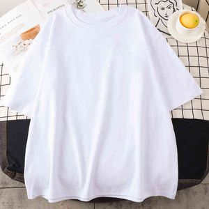 솔리드 컬러는 매우 편안한 여성 티셔츠 패션 브랜드 TShirt Loose Street Clother 통기성 여름 Womens Tshirts G220228