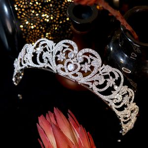 Avrupa Gelin Prenses Diana Taç Kristal Baş Bandı Takı Düğün Aksesuarları Gelin Headdress Tiaras Zircon Crown başlıkları316n
