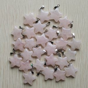 Розовые розовые кварцы хрустальные ожерелье натуральные каменные звездные подвески мода шарики для ювелирных изделий DIY делают драгоценные камни