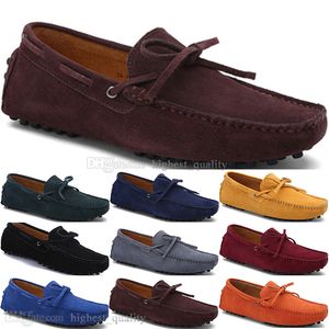 225 New Fashion mens Scarpe casual in pelle Stile britannico primavera Coppia Genuine Peas Scrub uomo Drive Lazy man soprascarpe outdoor comodo traspirante nero giallo