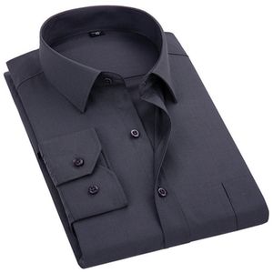 メンズドレスシャツソリッドカラープラスサイズ8xlブラックホワイトブルーグレーキシェムホム男性ビジネスカジュアル長袖220309