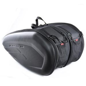 Torby motocyklowe Fiber Carbon Fiber Saddle Torba Podróż Knight Bagaż SaddleBags Walizki Motocyklowe tylne siedzenie z wodoodporną pokrywą przeciwdeszczową1