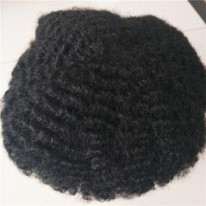 Toupee de pele fina 8x10 100% indiano Remy cabelo humano toupee sistema de substituição dos homens homens peruca teuee pleno plou # 1b unidade de cabelo ondulado