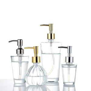CLEAR GLASS SOAP Dispenser med tvålpump Guld Hand Flytande Tvål Savar Hand Sanitizer Hållare Glas Lotion Dispenser Y200407