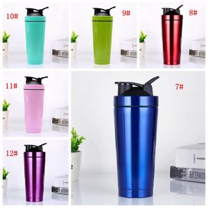 750ml 25oz Shaker vattenflaska Dubbelväggigt rostfritt stål Vakuumisolerad Shaker Cups Gym Shaker Kettle Sport Milkshake Mixer DBC BH4437